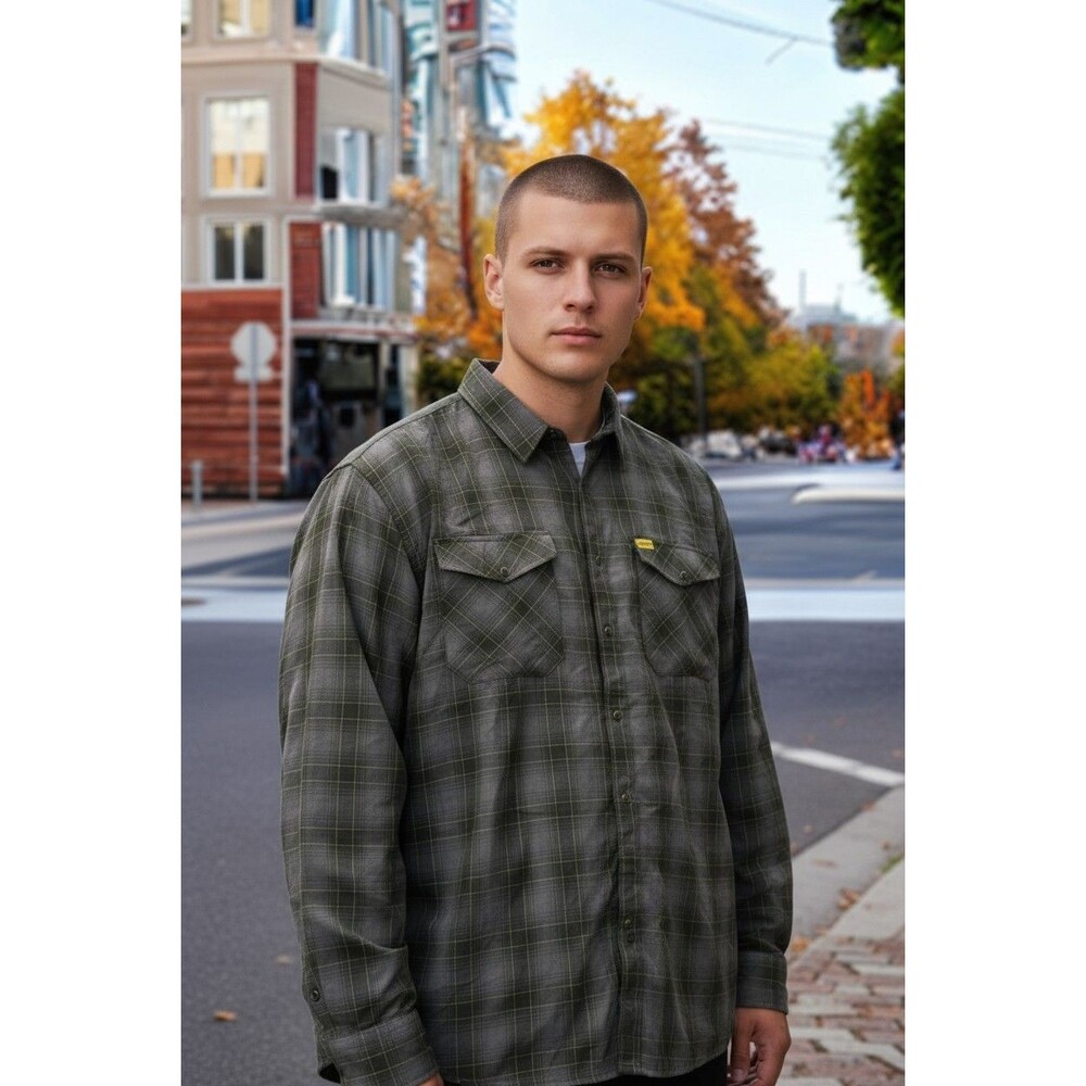 Dixxon The Raven Flannel Shirt Mens 5X Black Yellow Plaid Pearl Snap LS Shirt